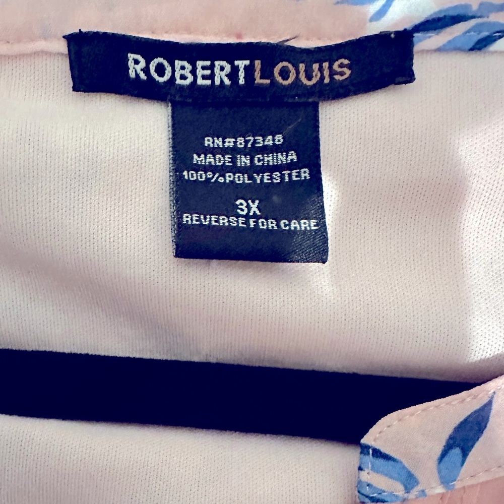 Robert Louis 3X Plus,🌸Pink & Blue Floral Dress 100% polyester w/Double lining - Picture 9 of 10